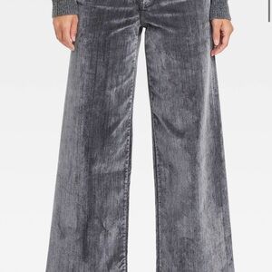 High-Rise Holiday Flocked Sailor Wide Leg Ankle Jeans